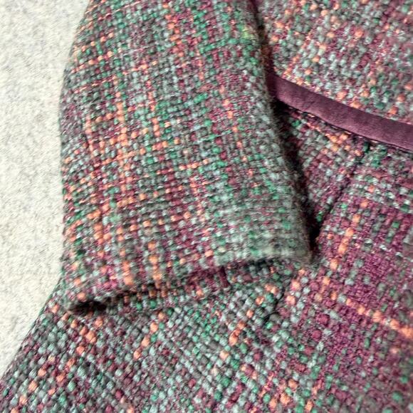 Apostrophe Trench Pea Coat Womens Multicolor Woven Tweed Double Breasted Size 12 - Picture 9 of 15